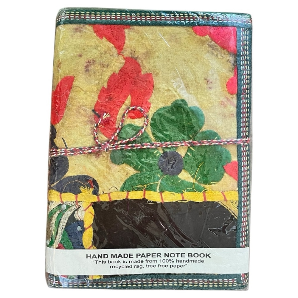 Handcrafted Embroidered Notebook Zero-Waste Sari Silk Journal (golden earth)